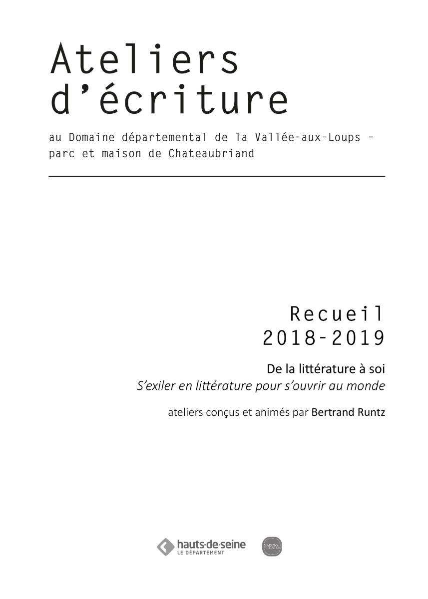 Recueil ateliers ecriture 2018 2019 BRuntz COUV