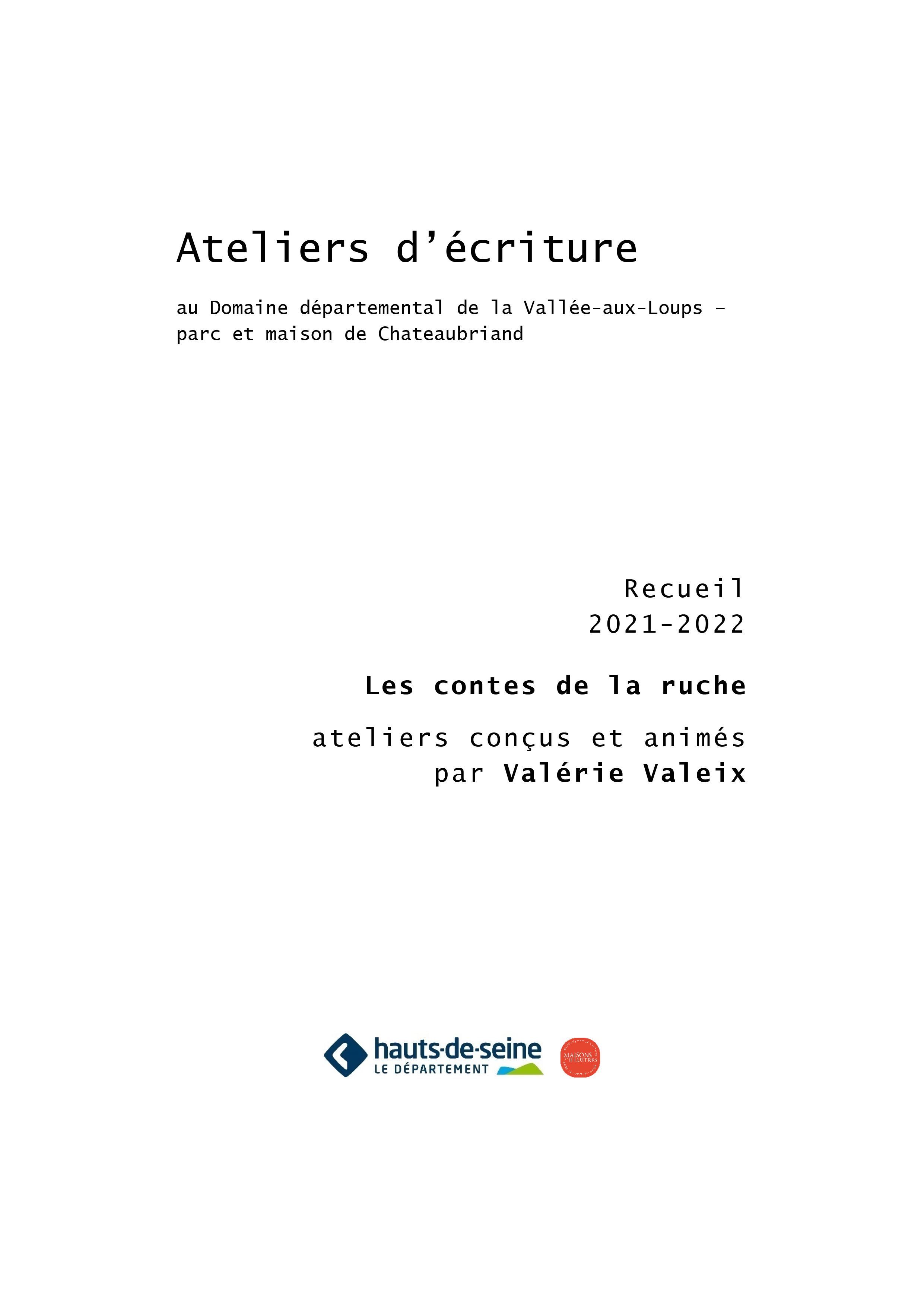 Recueil ateliers ecriture Valerie Valeix 2022 COUVERTURE